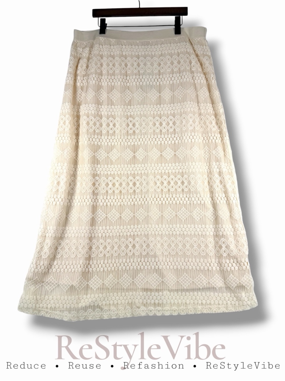 MISS PINKY Women’s Size 3X Skirt Maxi Style Lace Lined NWT Elastic Waistband